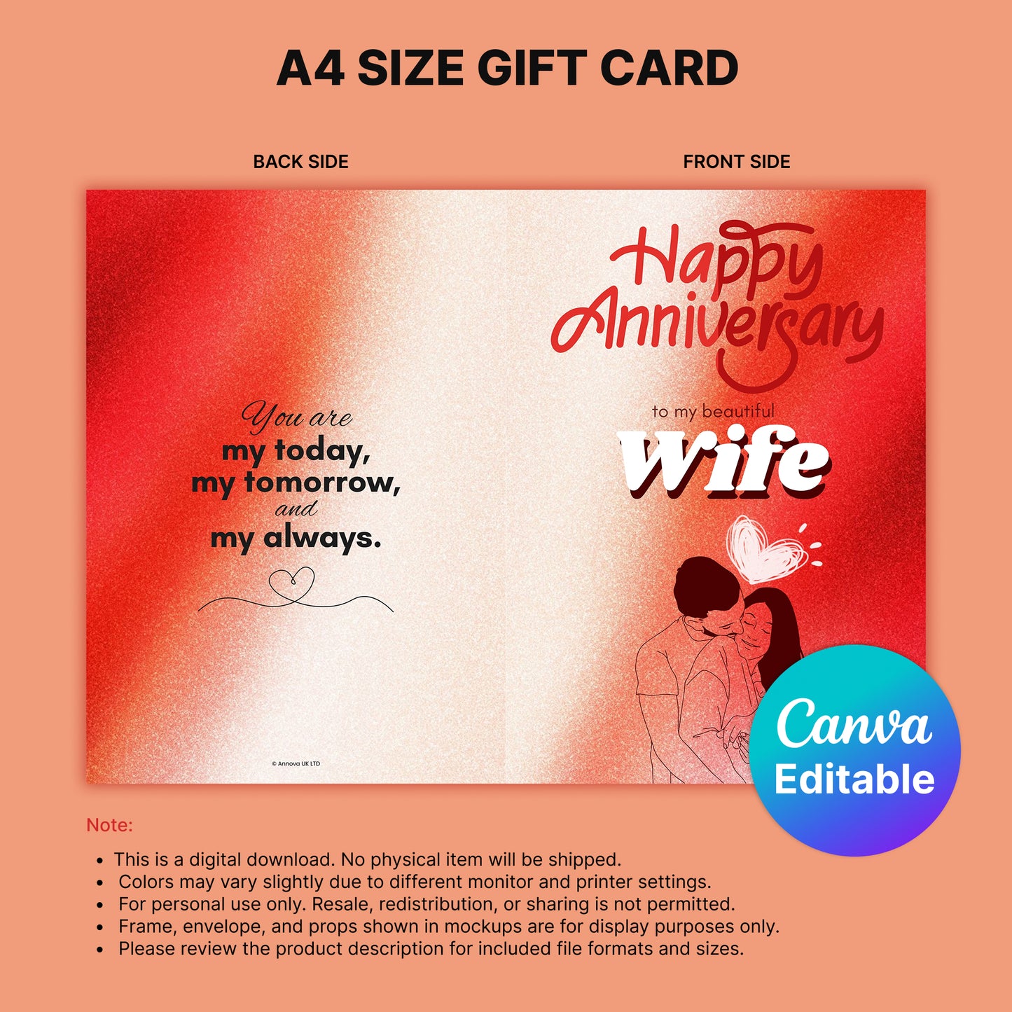 Happy Anniversary Wife Digital Card | Forever & Always Canva