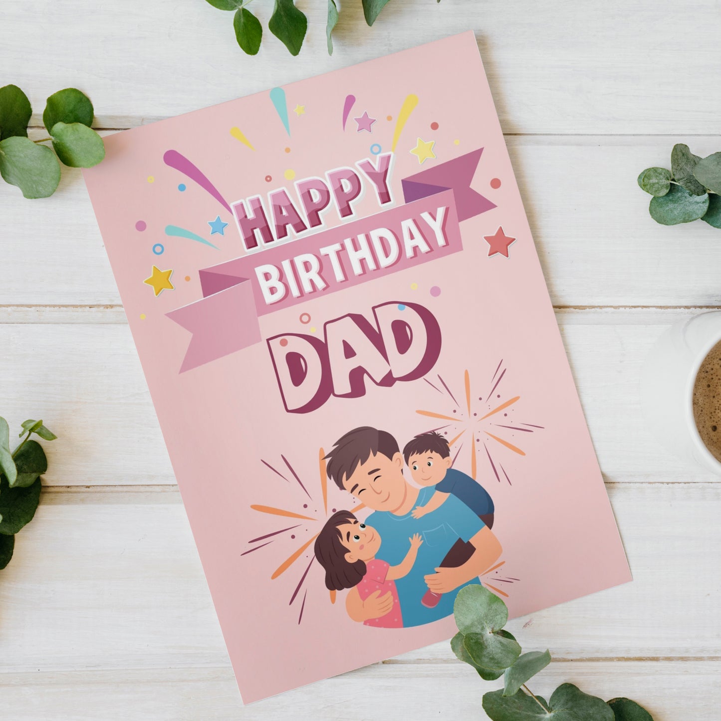 Happy Birthday Dad Digital Card | Dad & Daughter Canva Template