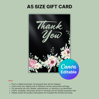 Thank You Digital Card | Elegant Floral Canva Template