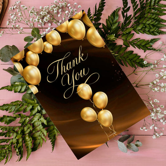 Thank You Digital Card | Gold Balloon Canva Template