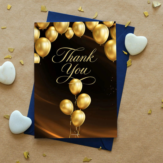 Thank You Digital Card | Gold Balloon Canva Template