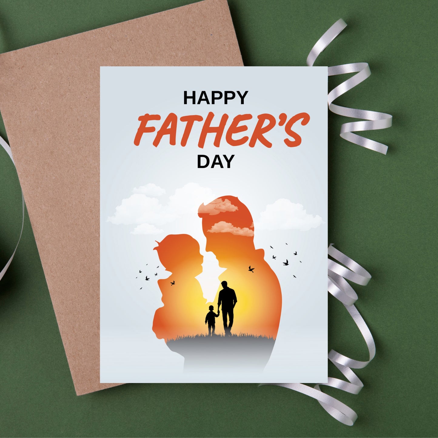 Digital Card Happy Fathers Day - Father, Son & Daughter