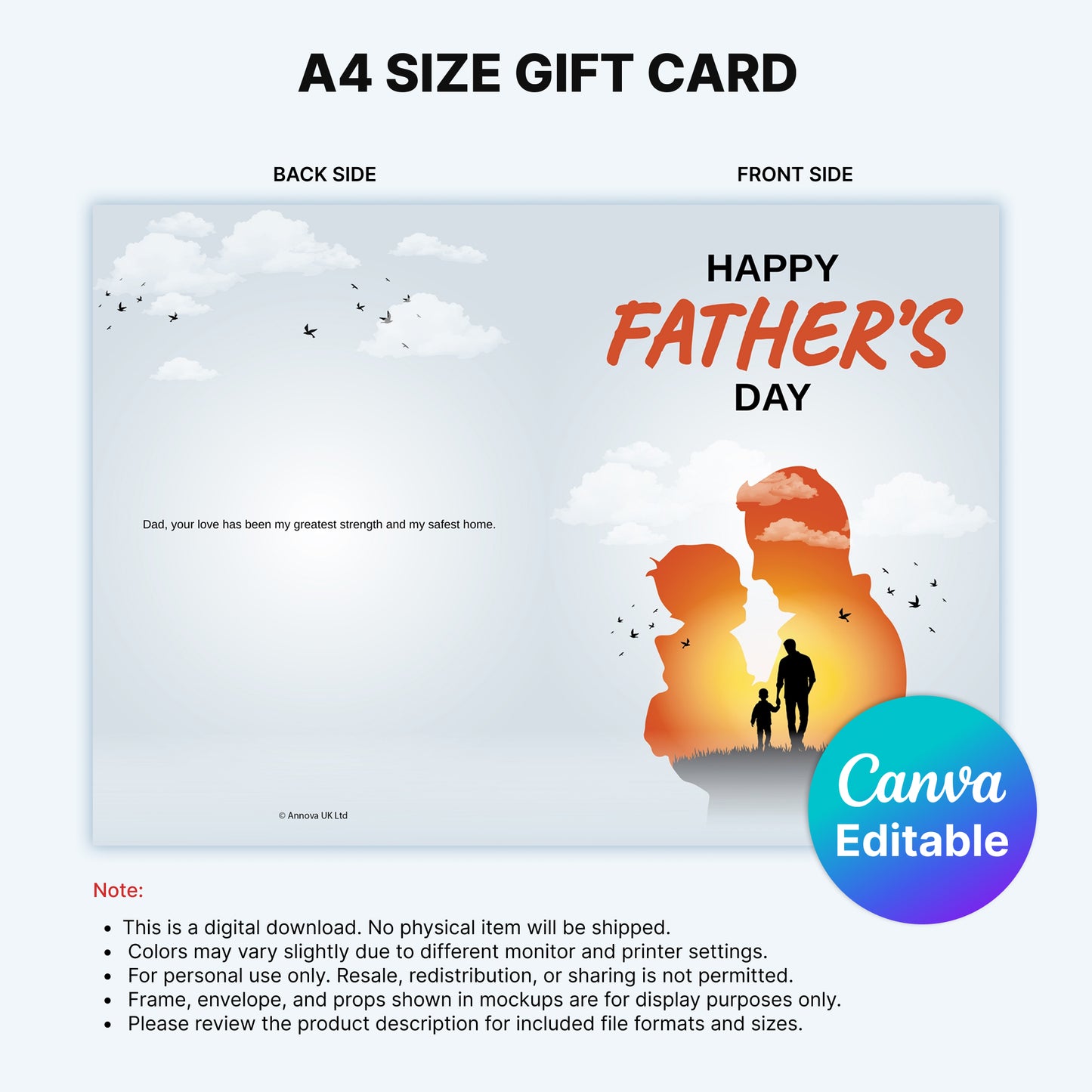 Digital Card Happy Fathers Day - Father, Son & Daughter