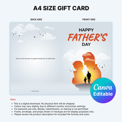 Digital Card Happy Fathers Day - Father, Son & Daughter