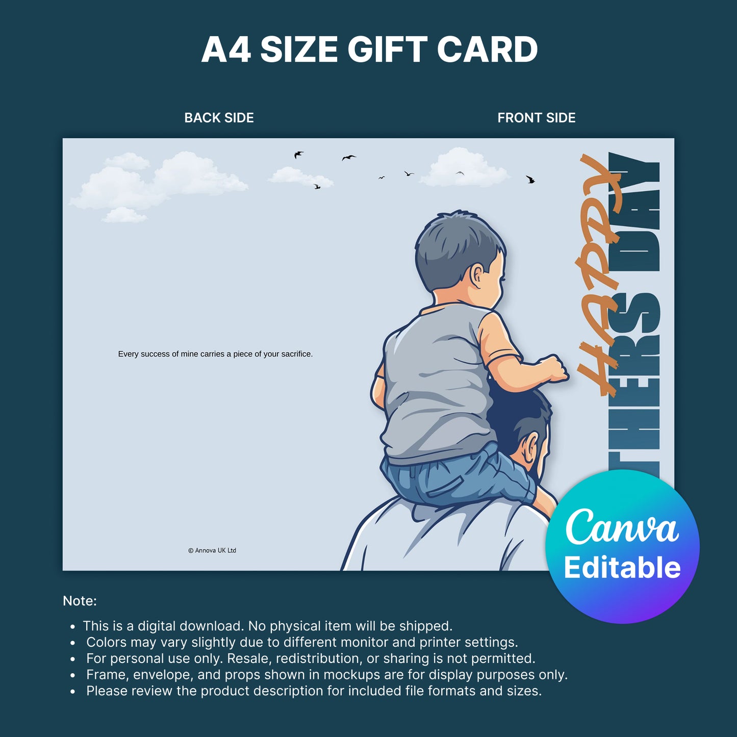 Happy Father's Day Digital Card | Father & Son Canva Template
