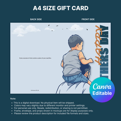 Happy Father's Day Digital Card | Father & Son Canva Template