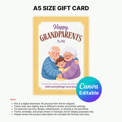 Happy Grandparents Day Digital Card | Thanks for Always Letting Me Get Away