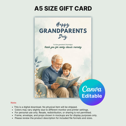 Happy Grandparents Day Digital Card | Greatest Grandpa Greeting Card