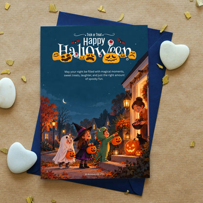 Happy Halloween Digital Card | Kids in Halloween Costumes