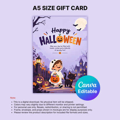 Happy Halloween Digital Card | Kid with Halloween Treat Bag