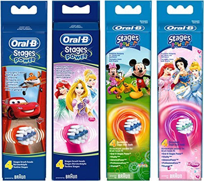 Oral B AEB10B4PRN Power Kids Stages Princess Replacement Toothbrush Heads - Pack of 4