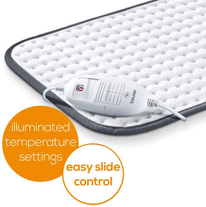 Beurer HK Comfort Super-Soft Heat Pad, Luxurious Fleece Heat Pad to Help Yout Beat The Chill, 3 temperature settings and Automatic Switch-Off, Machine-Washab