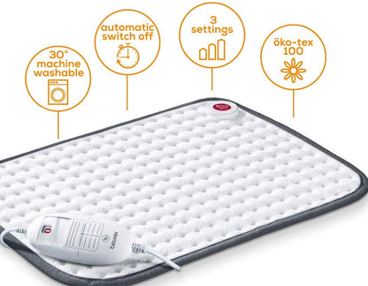 Beurer HK Comfort Super-Soft Heat Pad, Luxurious Fleece Heat Pad to Help Yout Beat The Chill, 3 temperature settings and Automatic Switch-Off, Machine-Washab