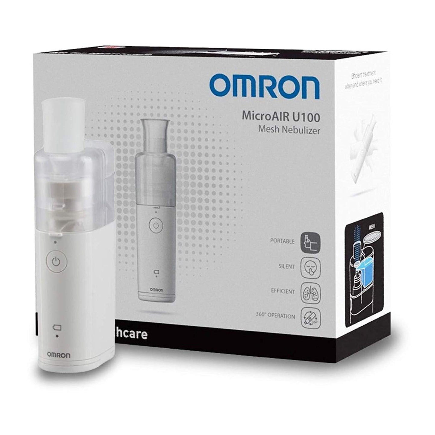 OMRON MicroAIR U100 Portable, Pocked-Sized, Silent Electric Mesh Nebuliser For Children And Adults