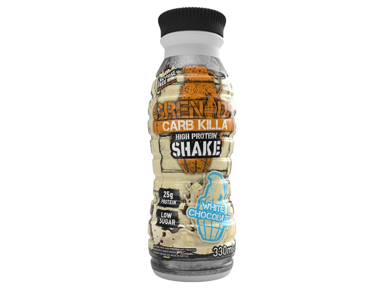 Grenade- Carb Killa High Protein Shake White Chocolate | Low Sugar| White Chocolate Flavour | Nutritious Shake | Guilt-free Shake | 330ml | Pack of 8