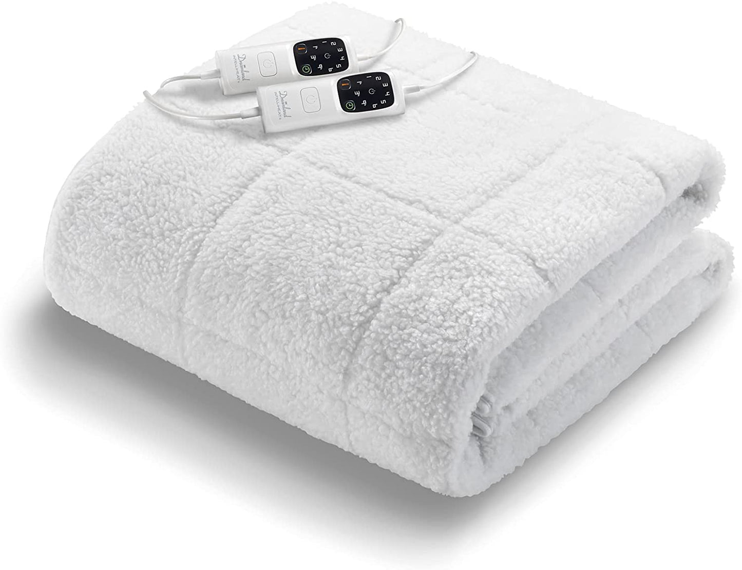 Dreamland Intelliheat+ fast heat Scandi Full Bed size Sherpa Underblanket | King size electric blanket 200 x 150cm | 2 controls, 6 temperature settings