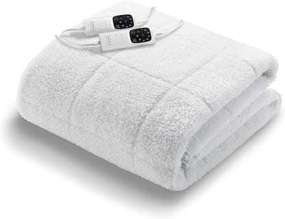 Dreamland Intelliheat+ fast heat Scandi Full Bed size Sherpa Underblanket | King size electric blanket 200 x 150cm | 2 controls, 6 temperature settings