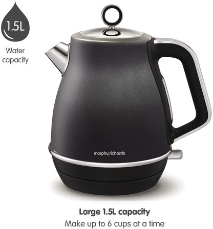 Morphy Richards Kettle Evoke Jug Kettle 104405 Electric Kettle, 1.5L, Black