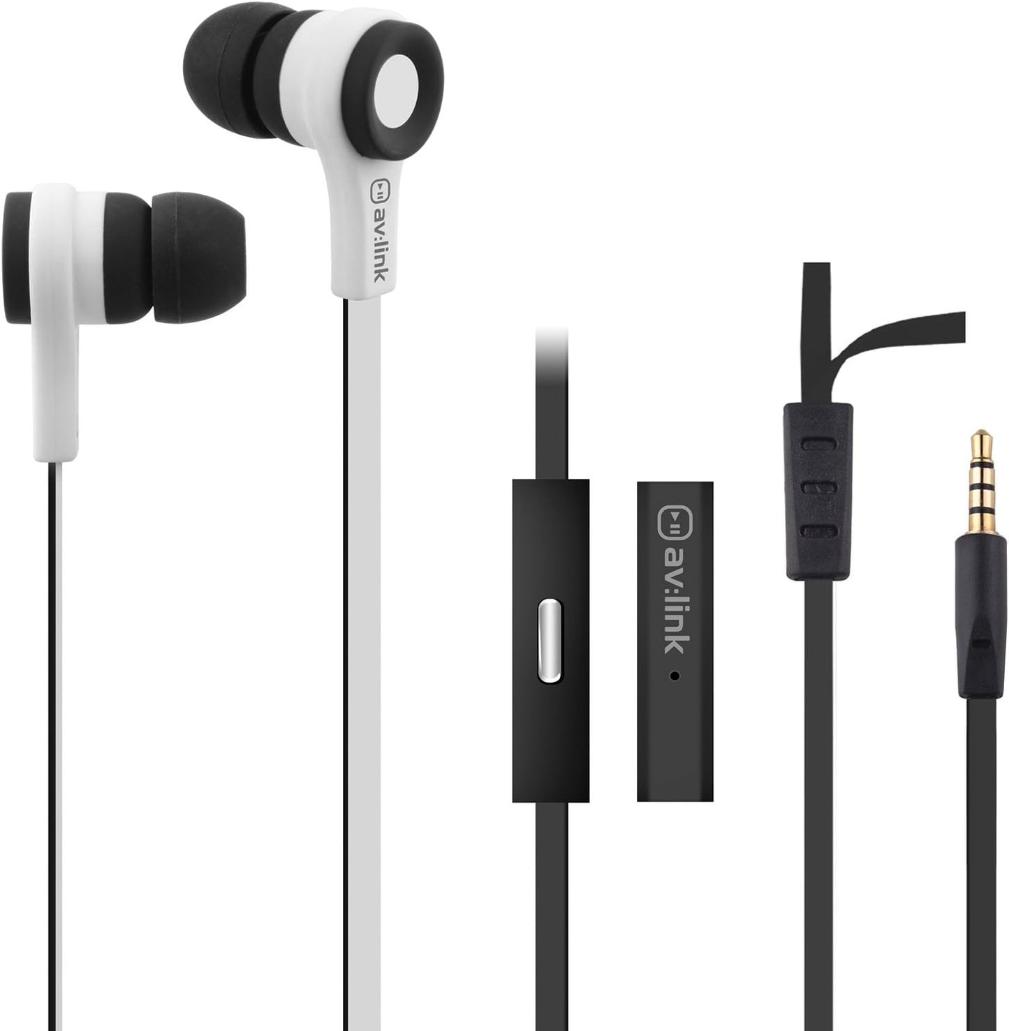 Avlink 100.311UK BLACK/WHITE Rubber Earphones