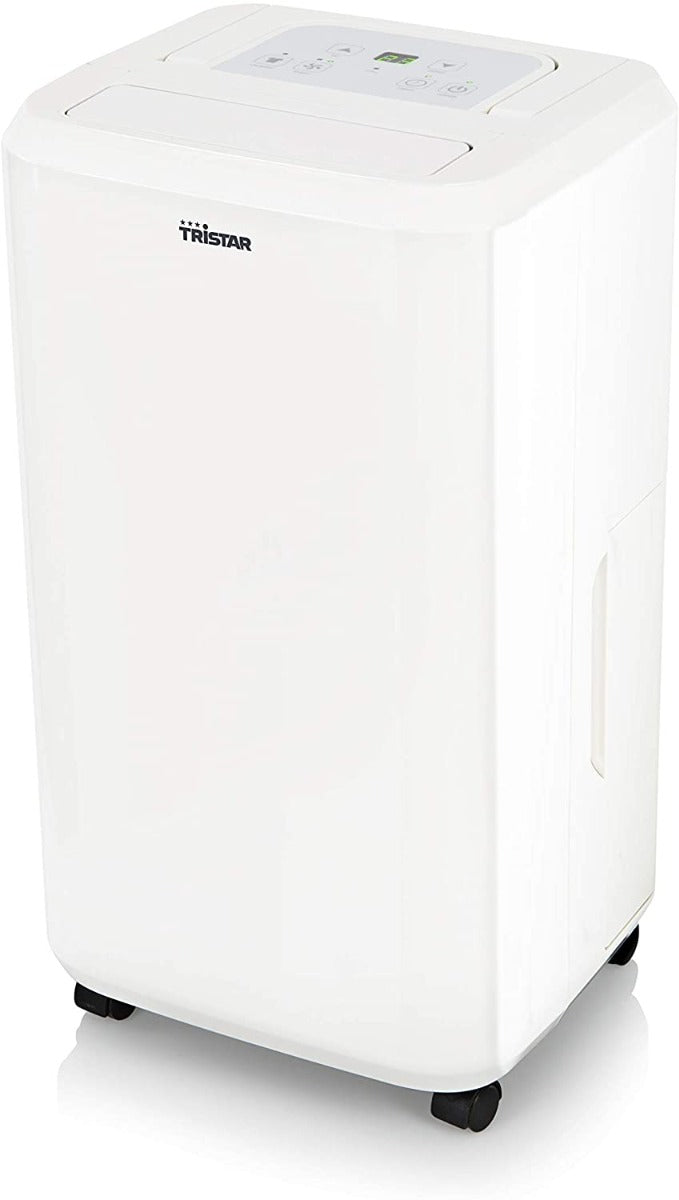 Tristar AC5420BS Portable Dehumidifier, 20 Litre, Suitable for Spaces up to 36 m sq. with 5 Litre Reservoir, Defrost Function, Low Noise - White