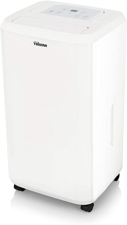 Tristar AC5420BS Portable Dehumidifier, 20 Litre, Suitable for Spaces up to 36 m sq. with 5 Litre Reservoir, Defrost Function, Low Noise - White