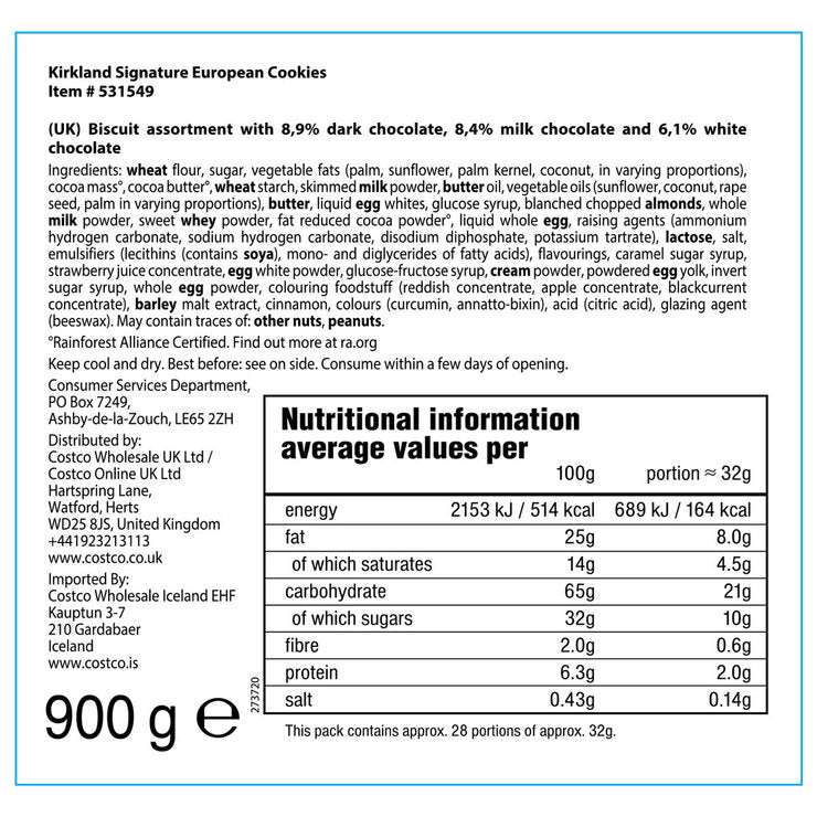 Kirkland European Cookie Collection 900g