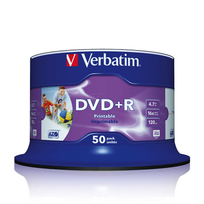 Verbatim 43512 4.7GB 16x Wide Inkjet Printable DVD+R - 50 Pack Spindle