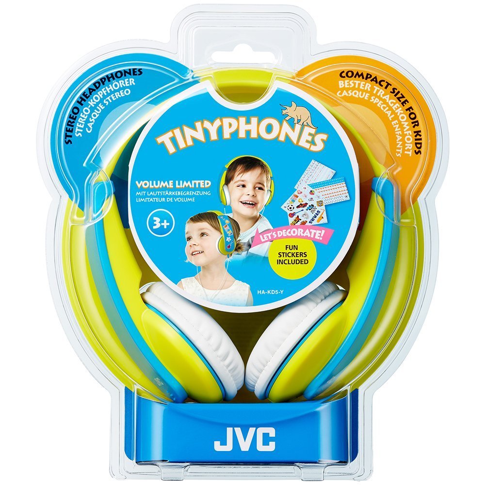 JVC HA-KD5 Tinyphones Travel Gift Set with Panda Neck Rest, Stickers and Backpack - With Volume Limiter - Blue