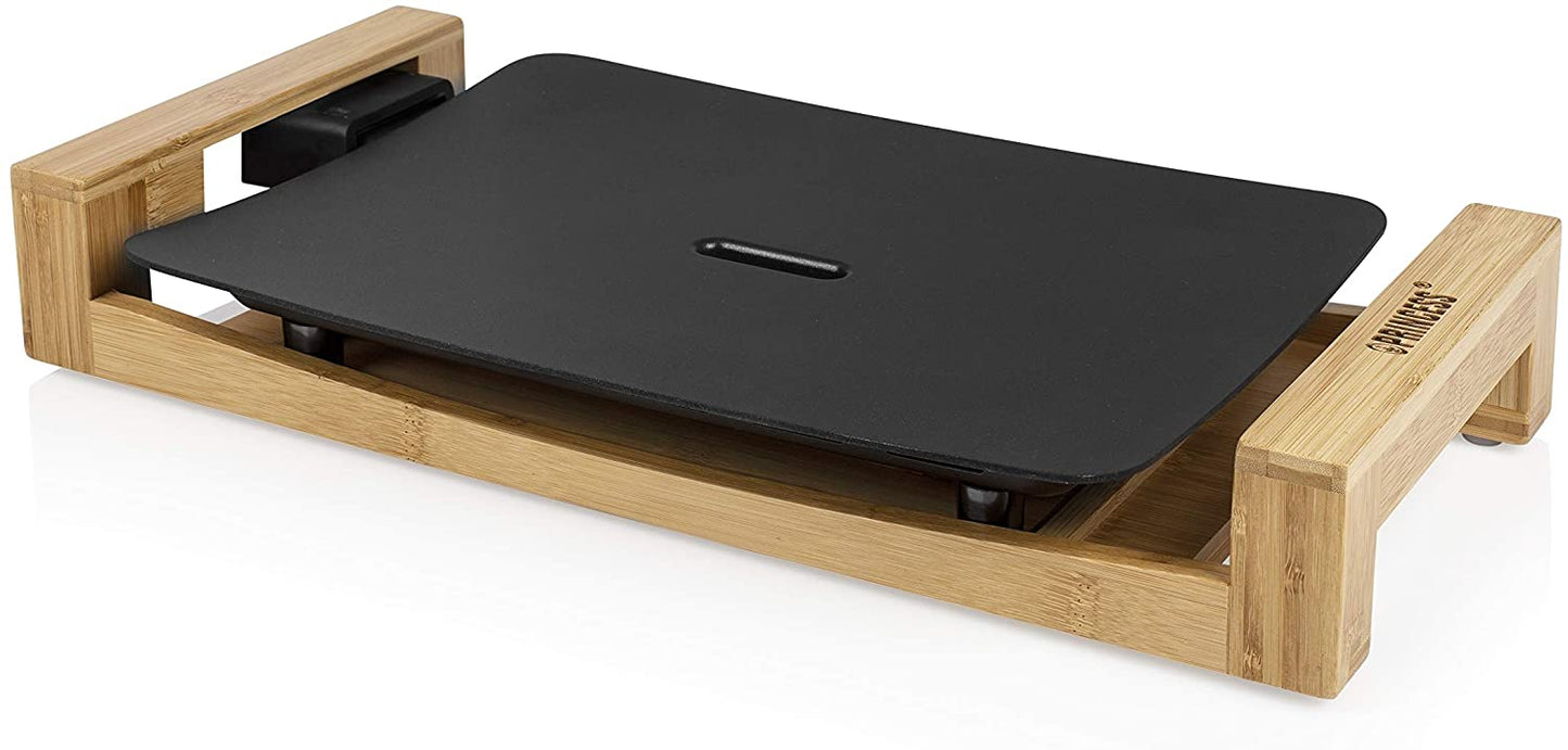Princess Table Chef, Table Grill XXL, Teppanyaki Grill, 2500 W, Bamboo Stand, Adjustable Thermostat