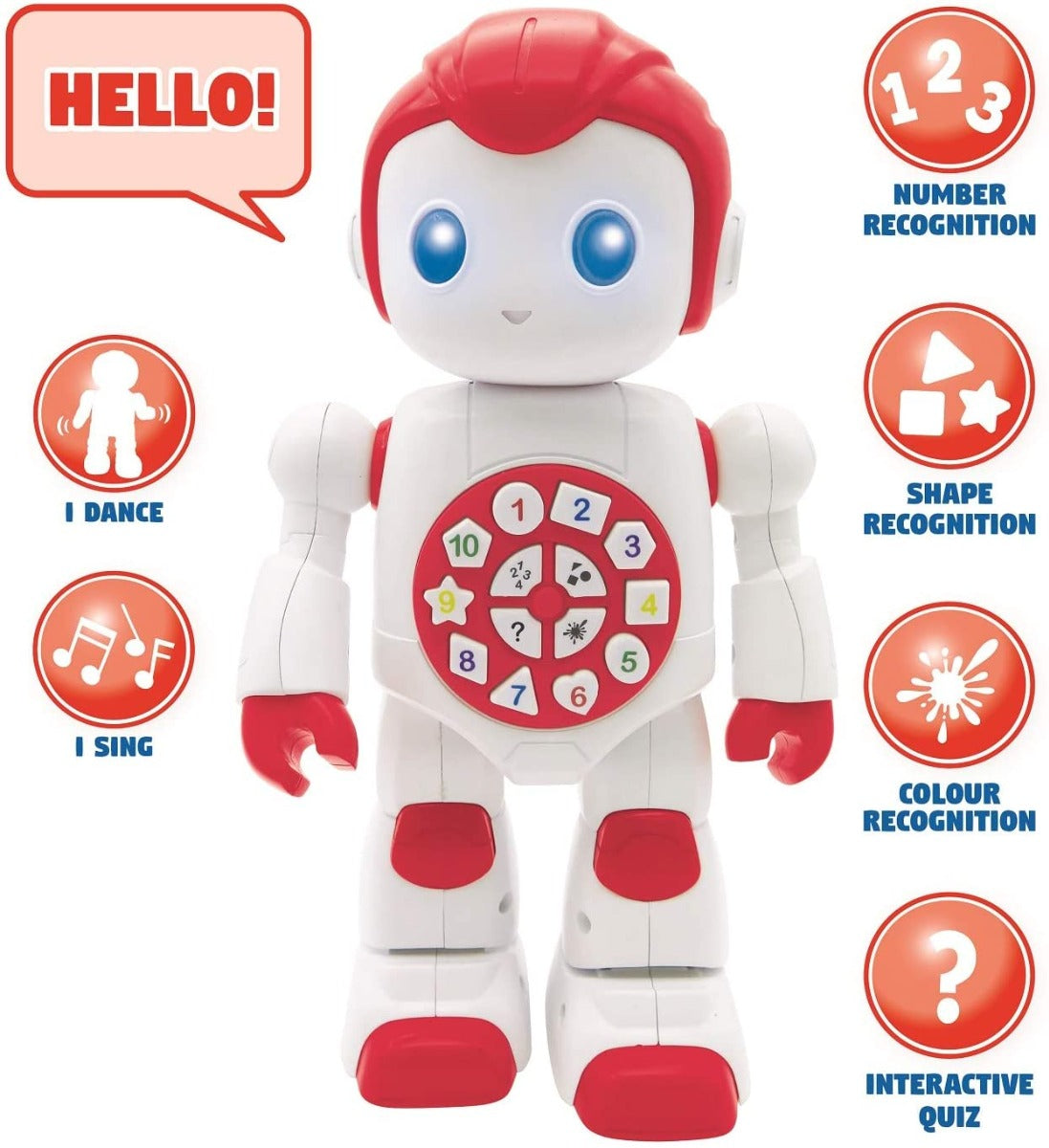 LEXIBOOK ROB15EN Powerman Smart Interactive Learning Toy for Kids - Educational Toy Robot - Red and White