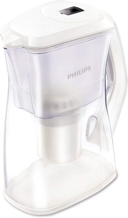 Philips AWP2970 Anti-Bacteria Water Filter Pitcher, Digital Timer, Ultrafiltration, White