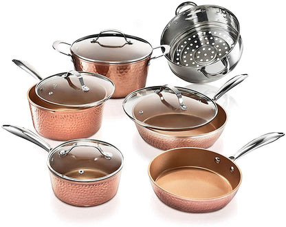 Gotham Steel 2691 10 Piece Hammered Copper Cookware Set
