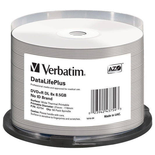 Verbatim CDR 700MB 52x SP50 PR Wide Silver Inkjet Printable 43653