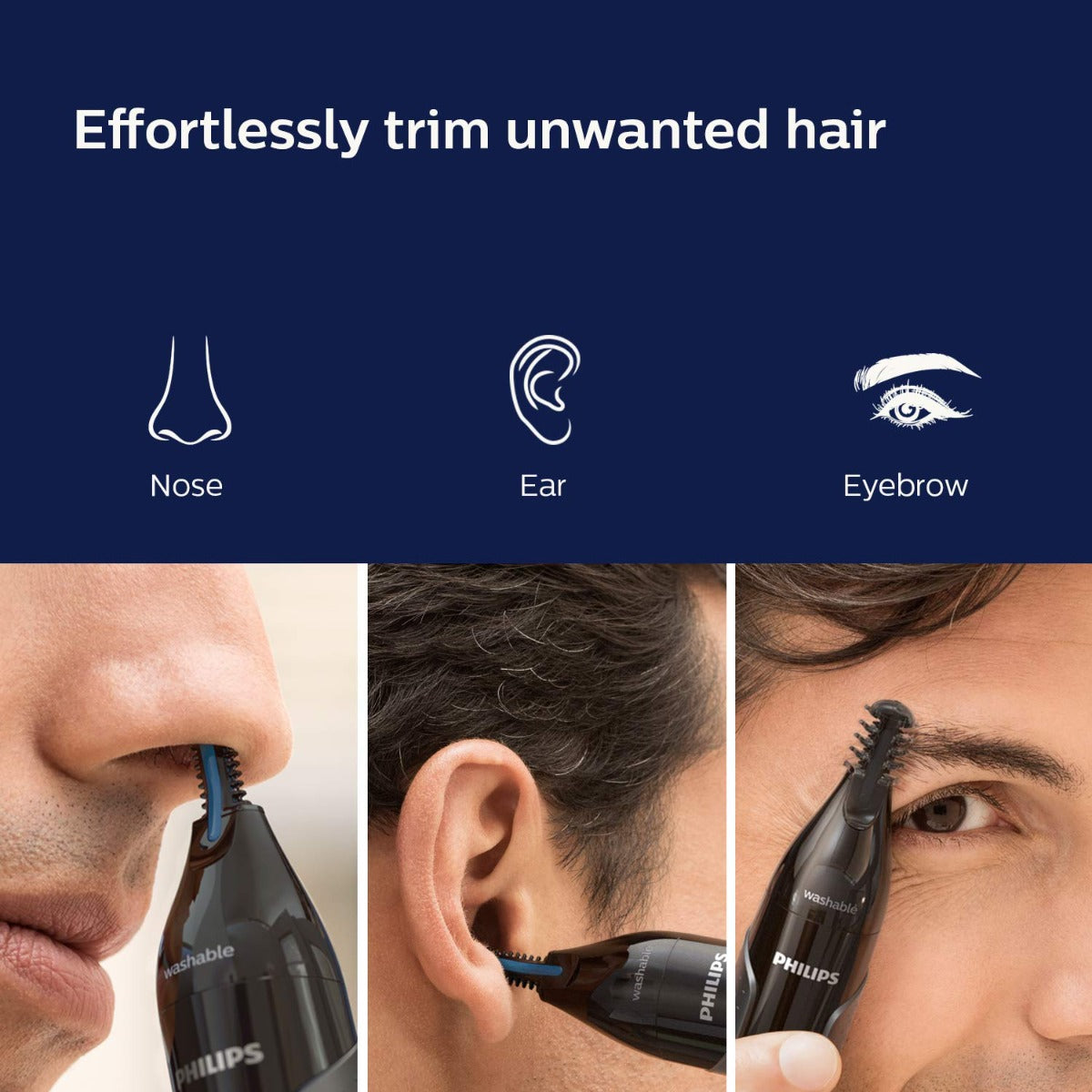 Philips NT3650-16 Series 3000 Battery-Operated Nose, Ear and Eyebrow Trimmer