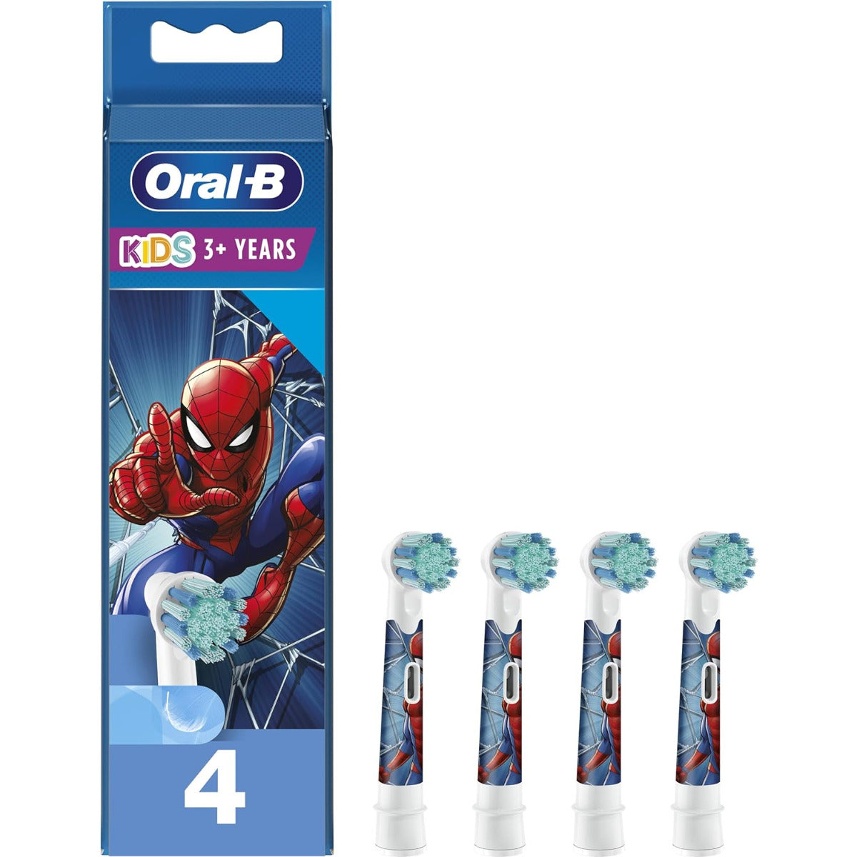 Oral B EB10B4SPI Spiderman Kids Electric Toothbrush Head x4