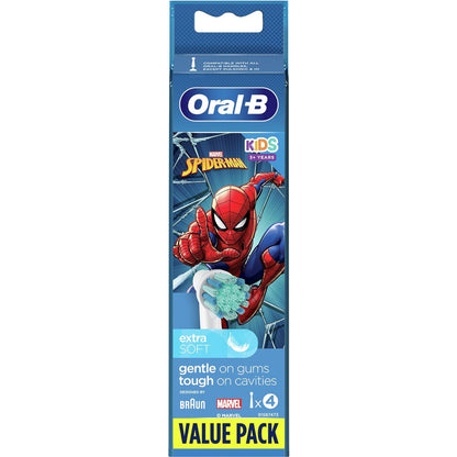 Oral B EB10B4SPI Spiderman Kids Electric Toothbrush Head x4