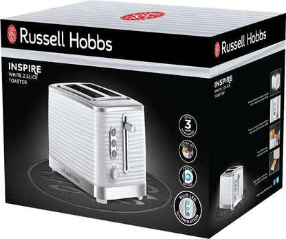 Russell Hobbs 24370 Inspire High Gloss Plastic Two Slice Toaster, White