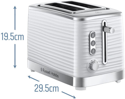 Russell Hobbs 24370 Inspire High Gloss Plastic Two Slice Toaster, White