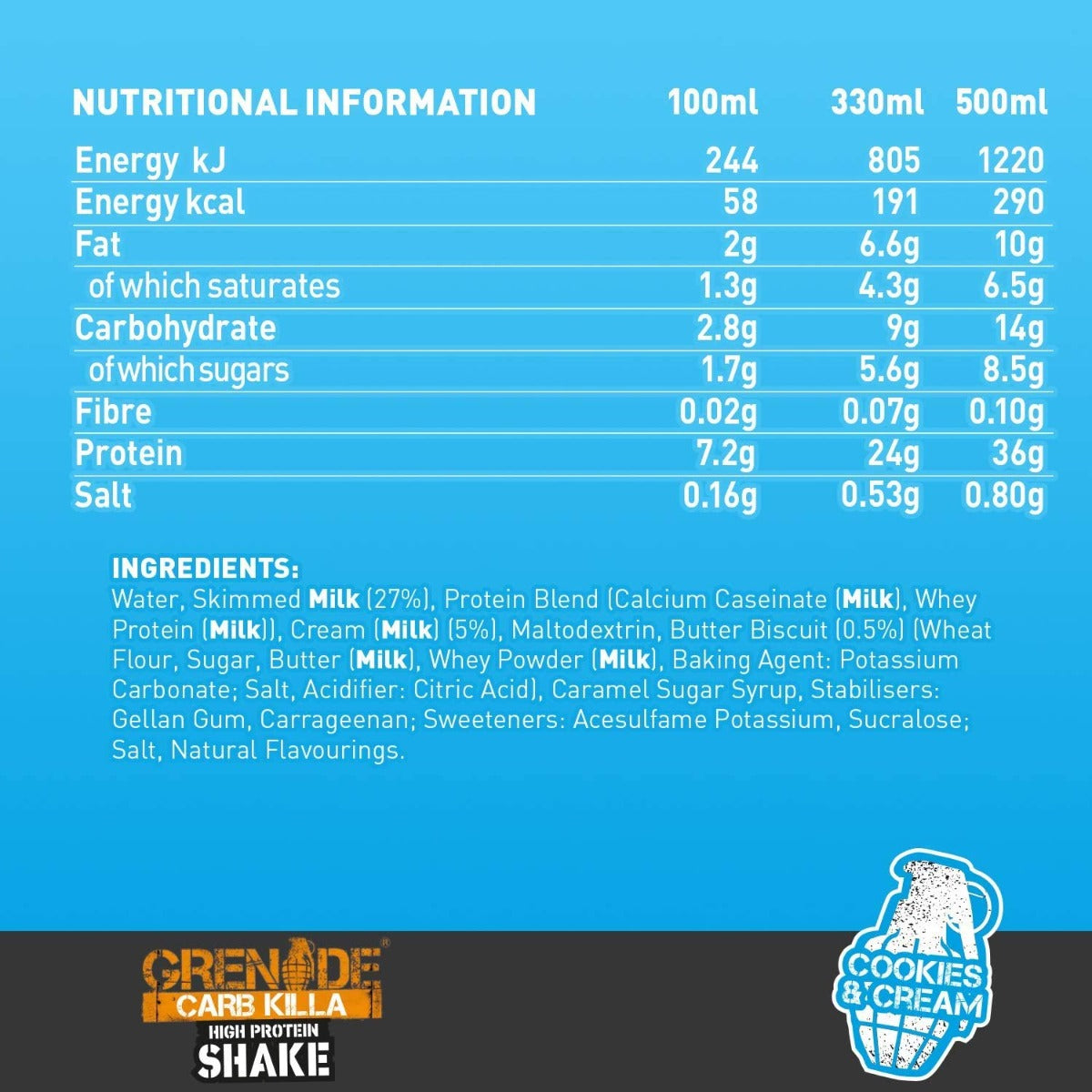 Grenade Carb Killa Fudge Brownie shake 8x330ml