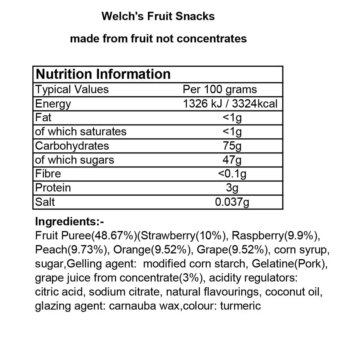 Welch's Mixed Fruit Snacks 80 X 25G Pouches