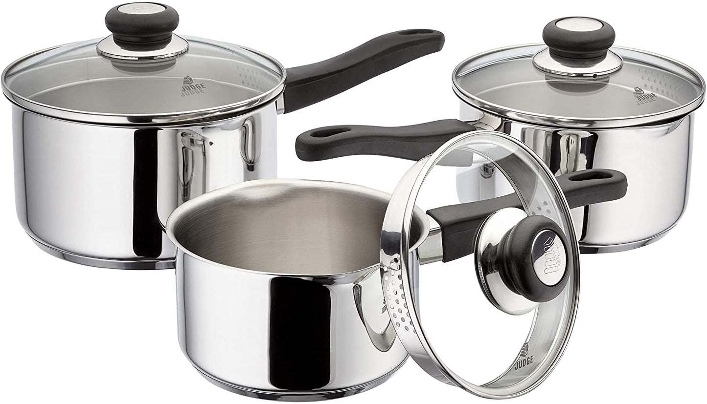 Judge vista J3A1A 3 piece draining saucepan set