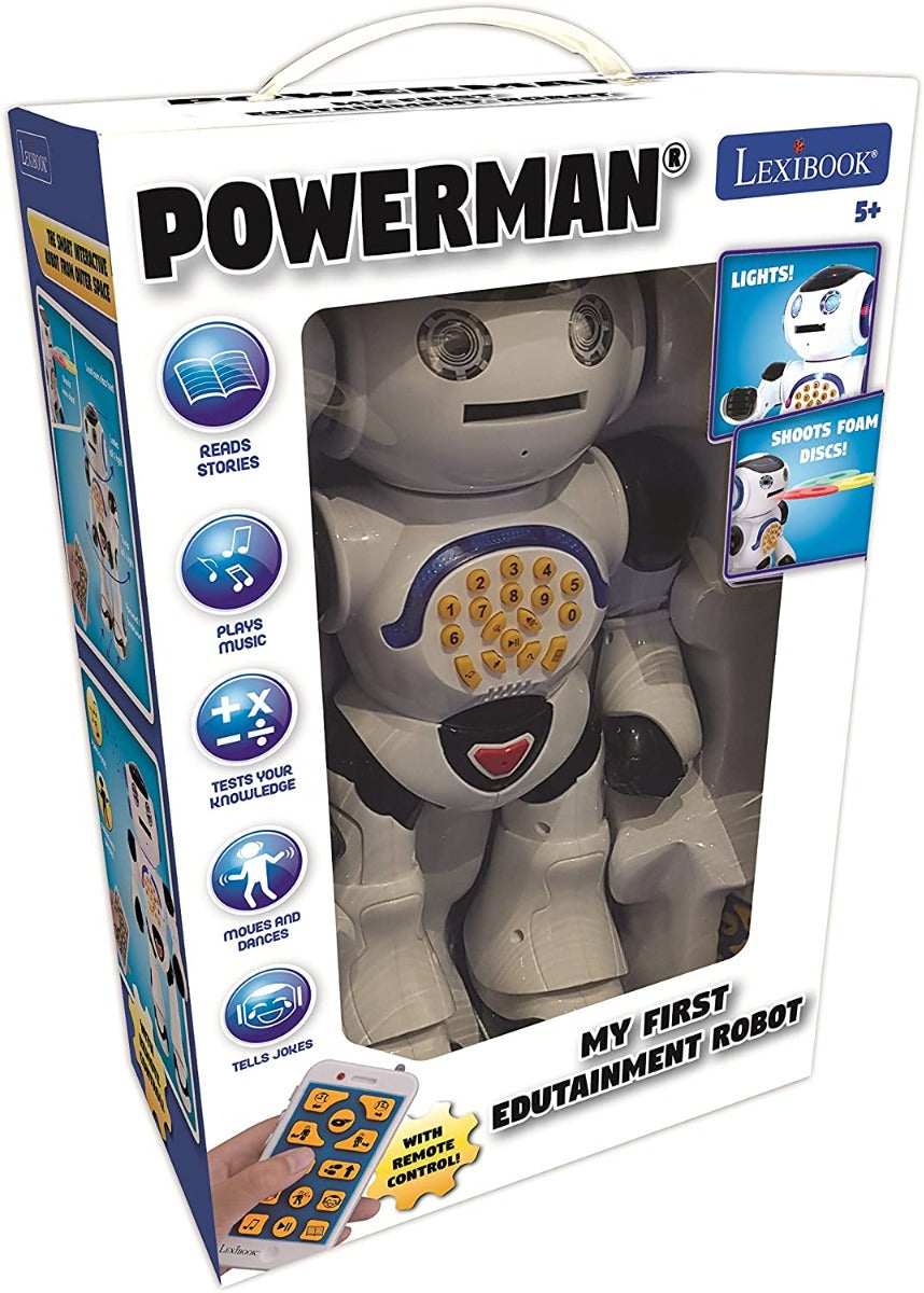 Lexibook Powerman Remote Control Interactive Remote Control Toy , Educational Robot Toy, ROB50EN,  White and Black