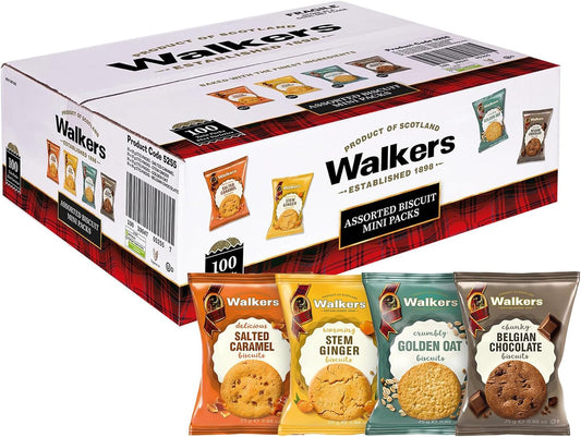 Walkers Assorted Biscuits Mini Packs, 100 x 25g product pack
