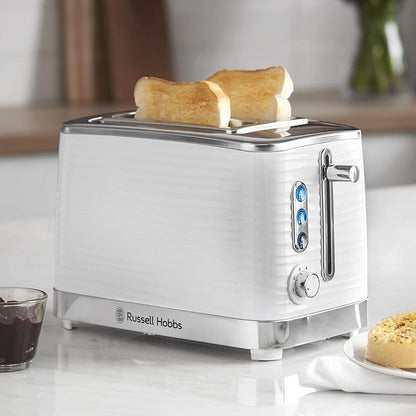 Russell Hobbs 24370 Inspire High Gloss Plastic Two Slice Toaster, White