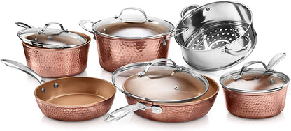 Gotham Steel 2691 10 Piece Hammered Copper Cookware Set