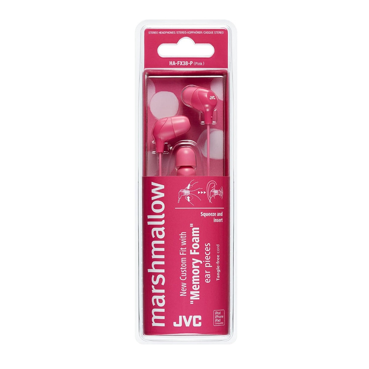 JVC HAFX38P Pink Marshmallow in ear Headphones