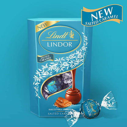 Lindt Lindor Chocolate Truffles Gift Box, Salted Caramel, Approximately 16 Balls, 200g