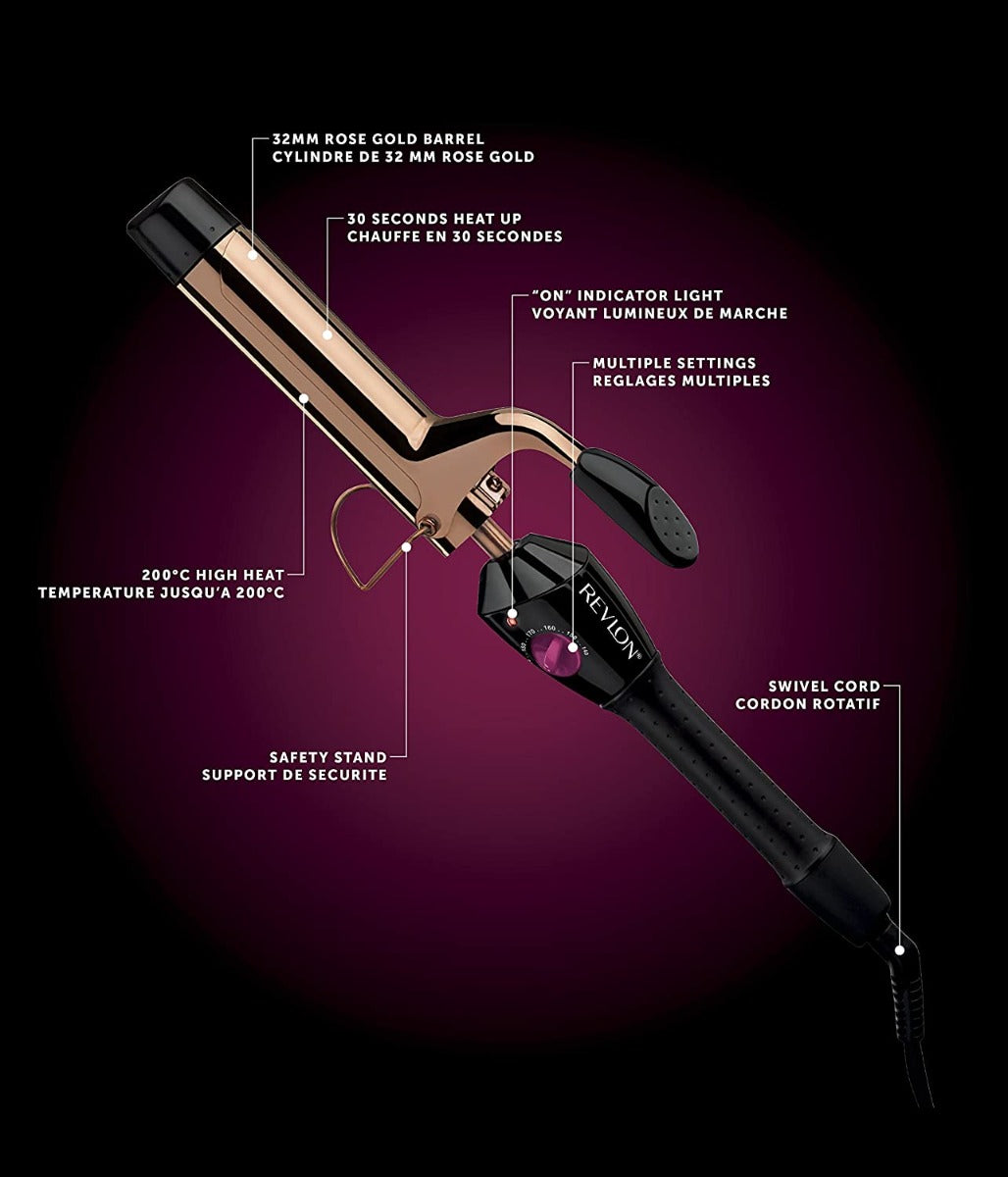 Revlon RVIR1159UK Salon Long Last Hair Curls Waves Styler 32mm Barrel - Rose Gold