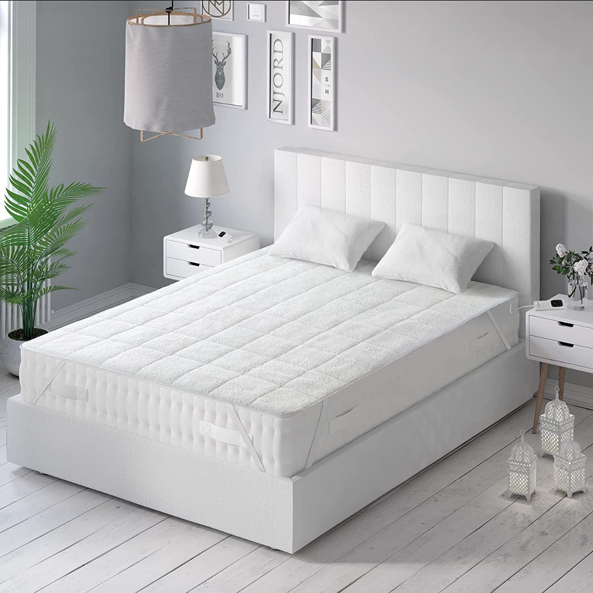 Dreamland Intelliheat+ fast heat Scandi Full Bed size Sherpa Underblanket | King size electric blanket 200 x 150cm | 2 controls, 6 temperature settings