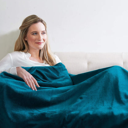 Dreamland Relaxwell Intelliheat+ 5 Minute Fast Heat Luxury Teal Blue Heated Electric Throw |120x160 cm | 1 Control, 6 Temperature Settings